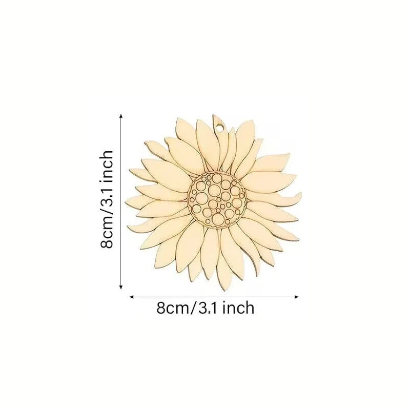 Houten figuur om zelf te kleuren/schilderen – bloemen hangers (10 stuks)