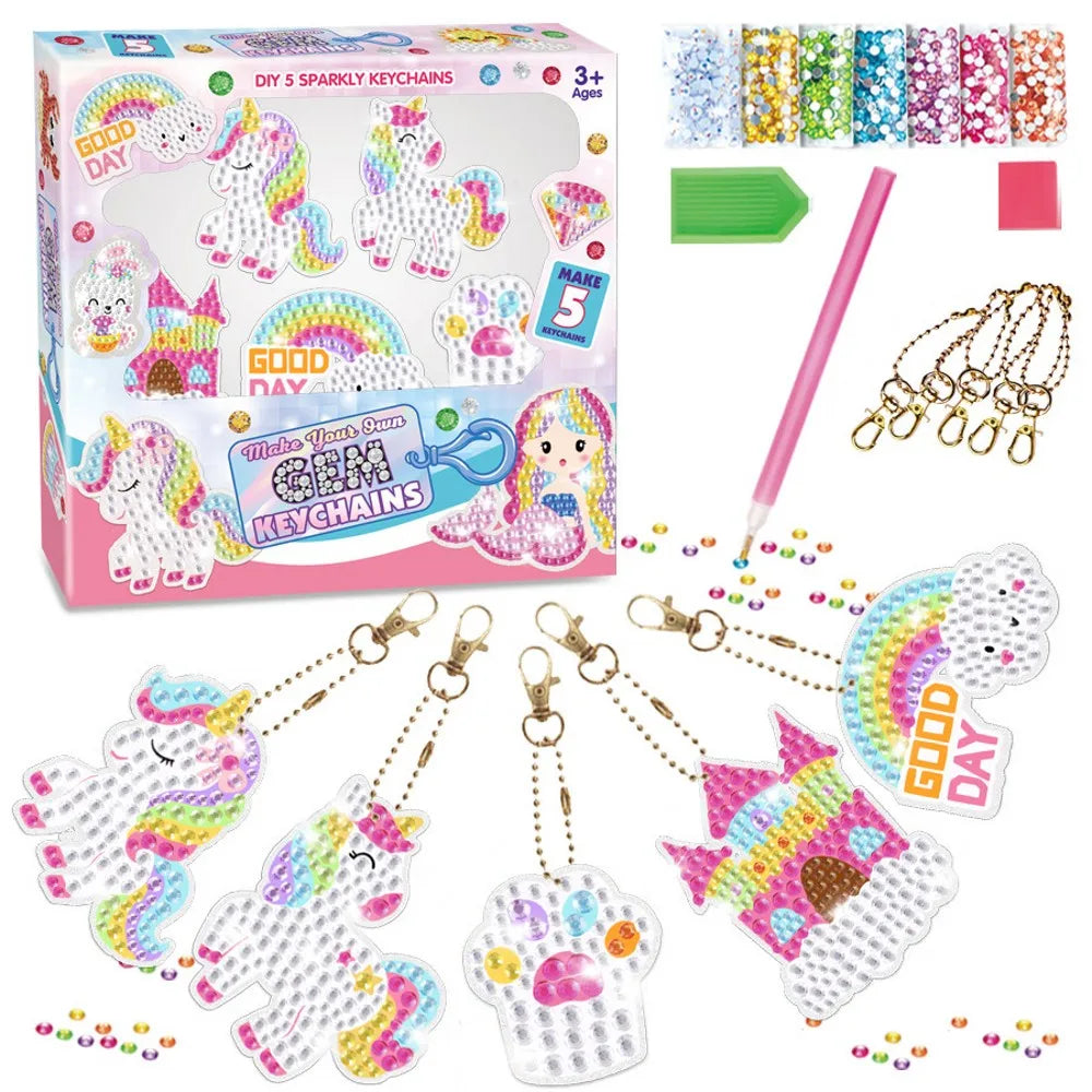 Diamond Painting Sleutelhanger set - Zeemeermin en Eenhoorn - voor kinderen