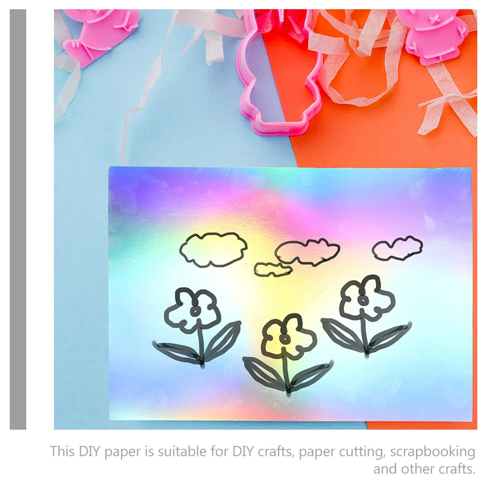 10 Vellen Metallic Regenboog Karton – Holografisch Knutselpapier
