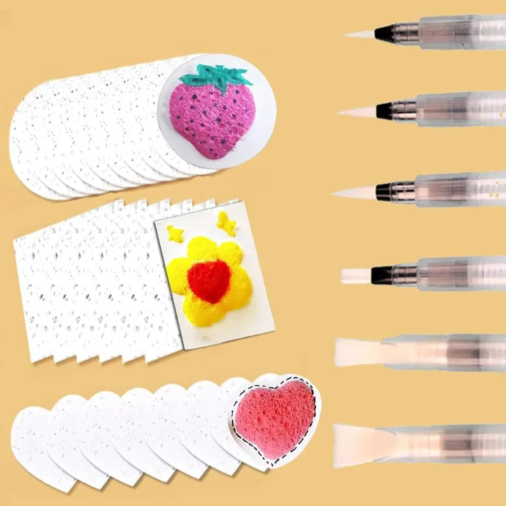 Schuim textuur tekenen 3D kunstset met waterkwast – 30 stuks creatief plezier