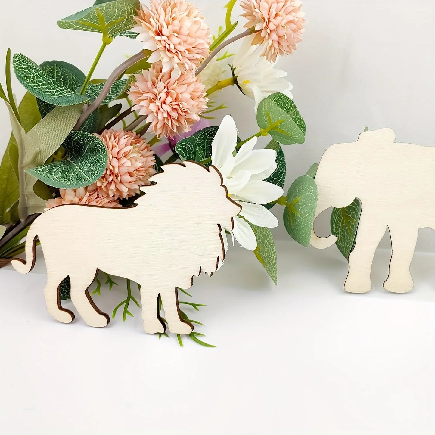 Houten figuur om zelf te kleuren/schilderen - Safari dieren set (24 st.)