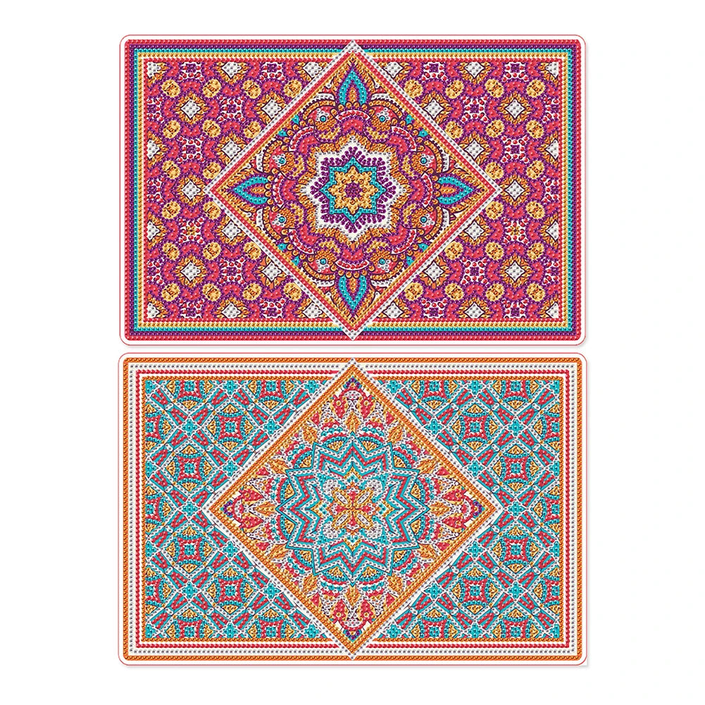 Diamond Painting Placemat – Set van 2 Bloemige Tafelmatten Vol Strass