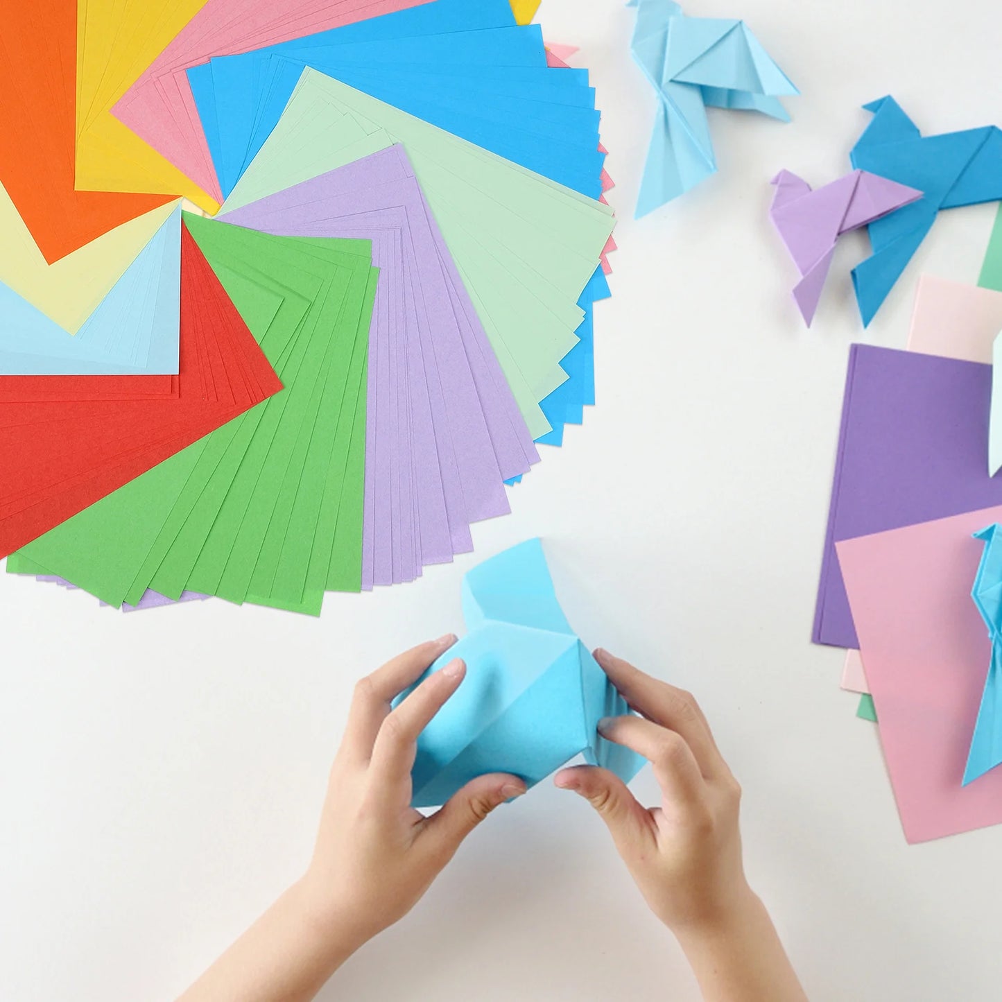 100 Vellen Gekleurd Origamipapier – Vierkant en Pastelkleurig