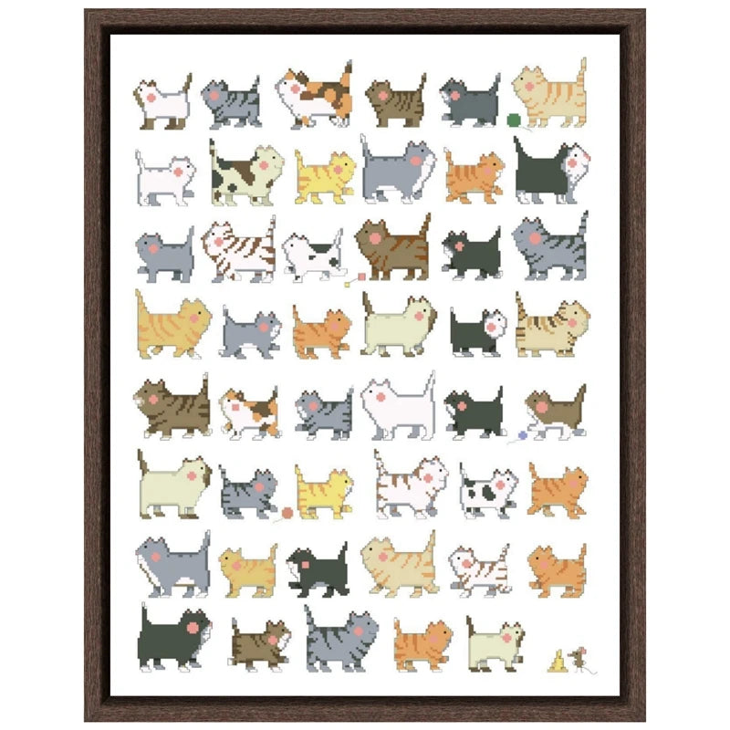 Borduurpakket 47 Cartoon Katten Kruissteek met Telpatroon - 11/14/18ct