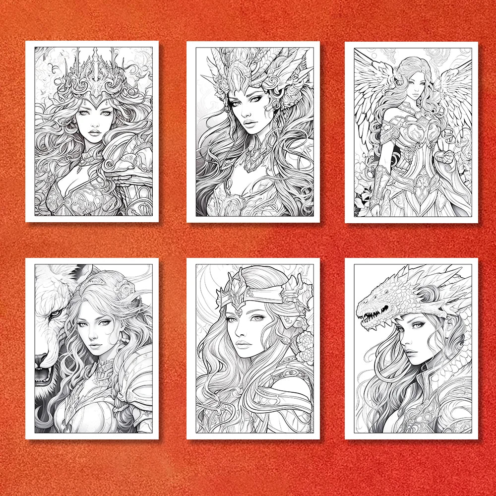 Kleurboek voor volwassenen – Godin van de Oorlog, 30 unieke patronen