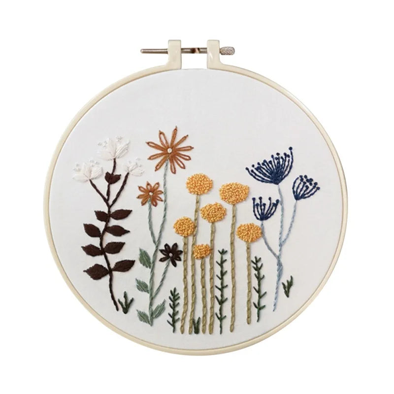Borduurpakket Rond Bloemen – Compleet met Patronen en Garen
