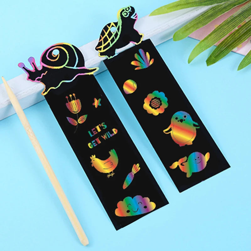 Krastekeningen Boekenleggers Set – 12 Regenboog DIY Kunstwerkjes