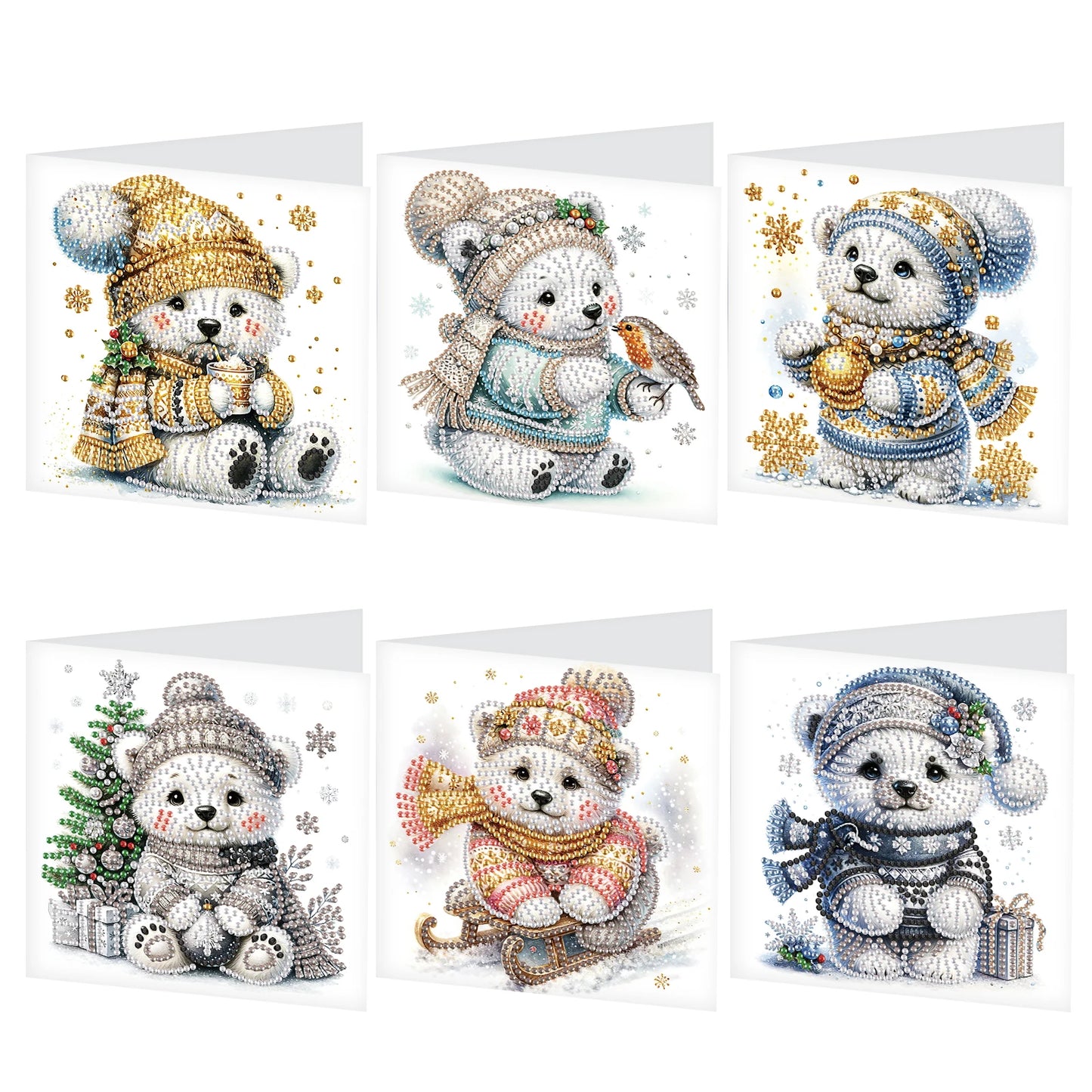 Diamond Painting Kerstkaarten set met 6 luxe kaarten en enveloppen