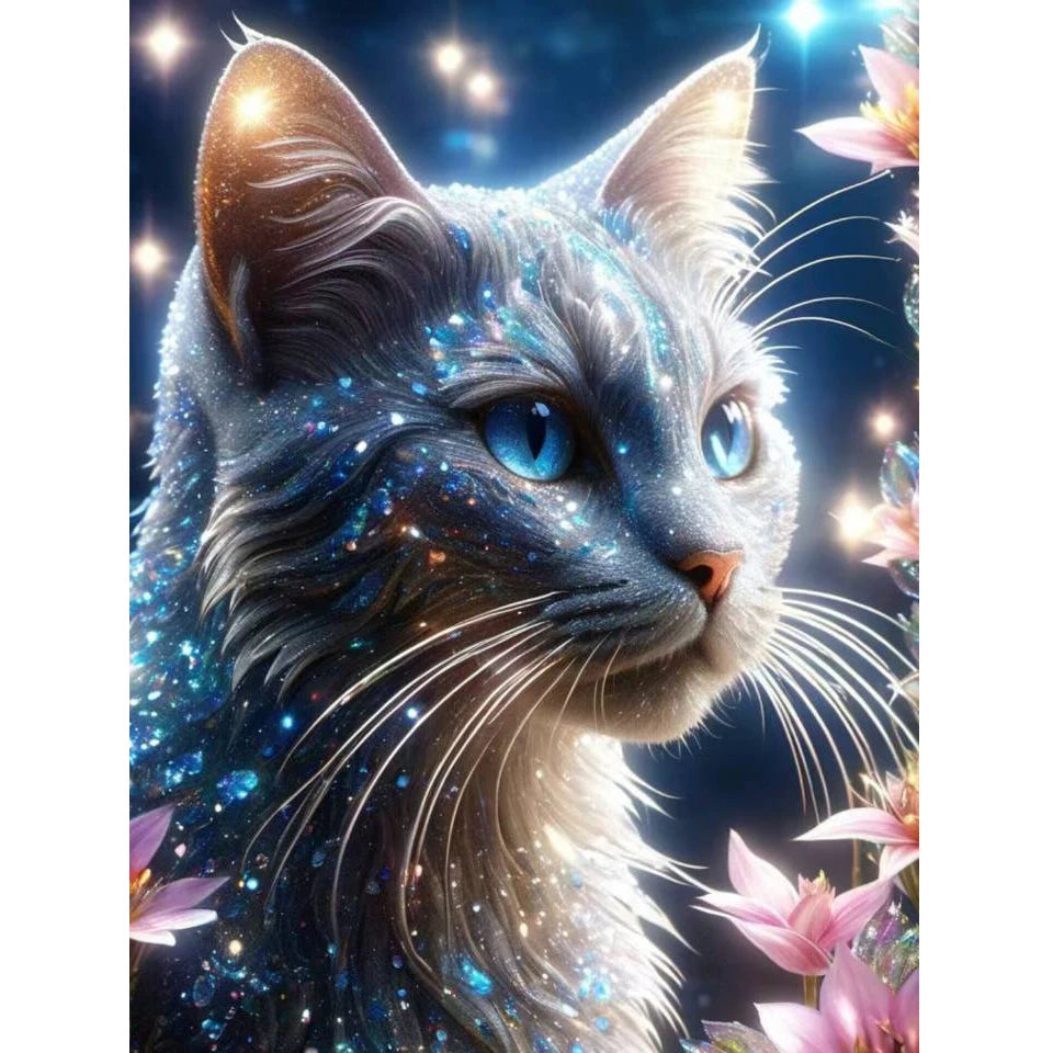 AB Diamond Painting met AB en Fairy dust steentjes Kat