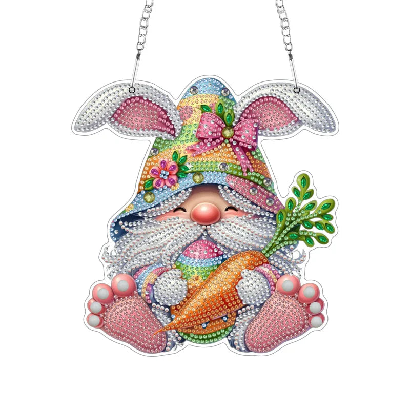 Diamond Painting Hangend Ornament Pasen - Konijn met Wortel