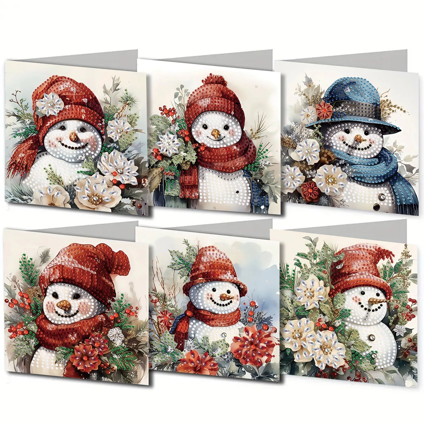 Diamond Painting Kerstkaarten set met Kabouters en Sneeuwpoppen