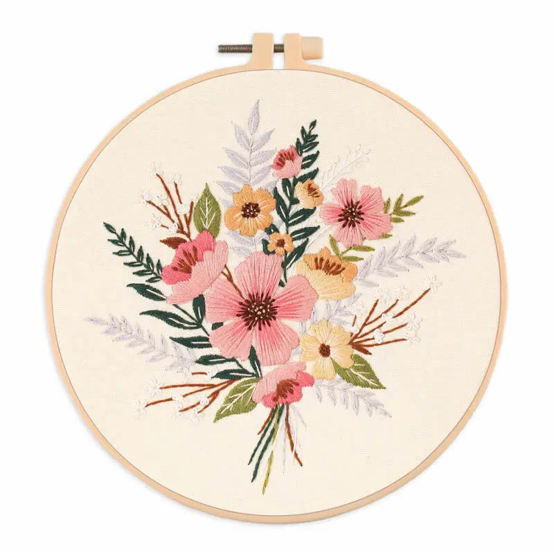 Borduurpakket Rond – Beginnerspakket met Bloemen & Dierenpatroon
