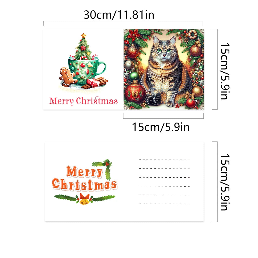 Diamond Painting Kerstkaarten set – 6 stuks creatieve kerstkaarten maken - HK073