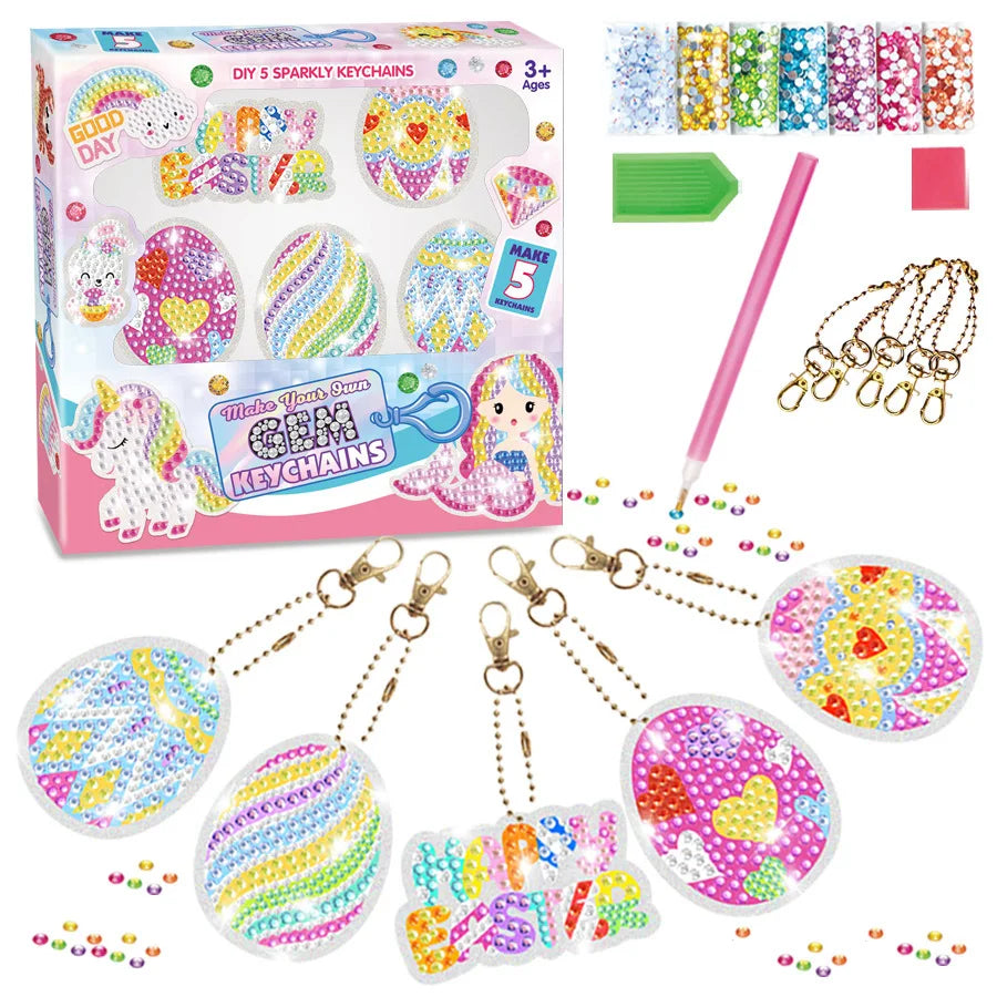 Diamond Painting Sleutelhanger set - Zeemeermin en Eenhoorn - voor kinderen