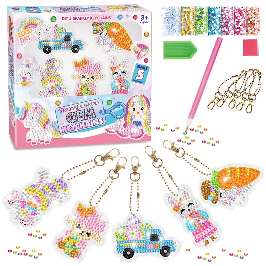 Diamond Painting Sleutelhanger set - Zeemeermin en Eenhoorn - voor kinderen