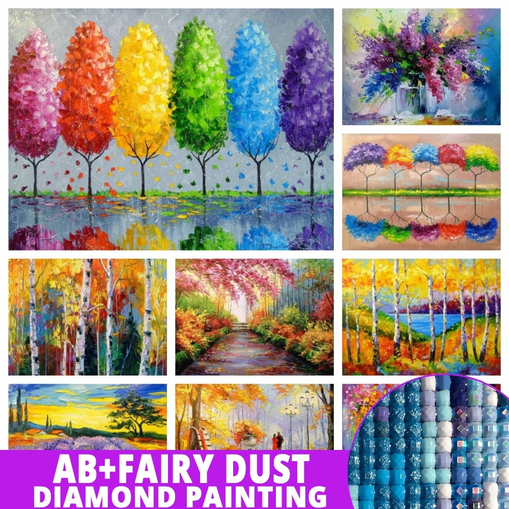 AB Diamond Painting op canvas - Fairy Dust Herfstbos Landschap