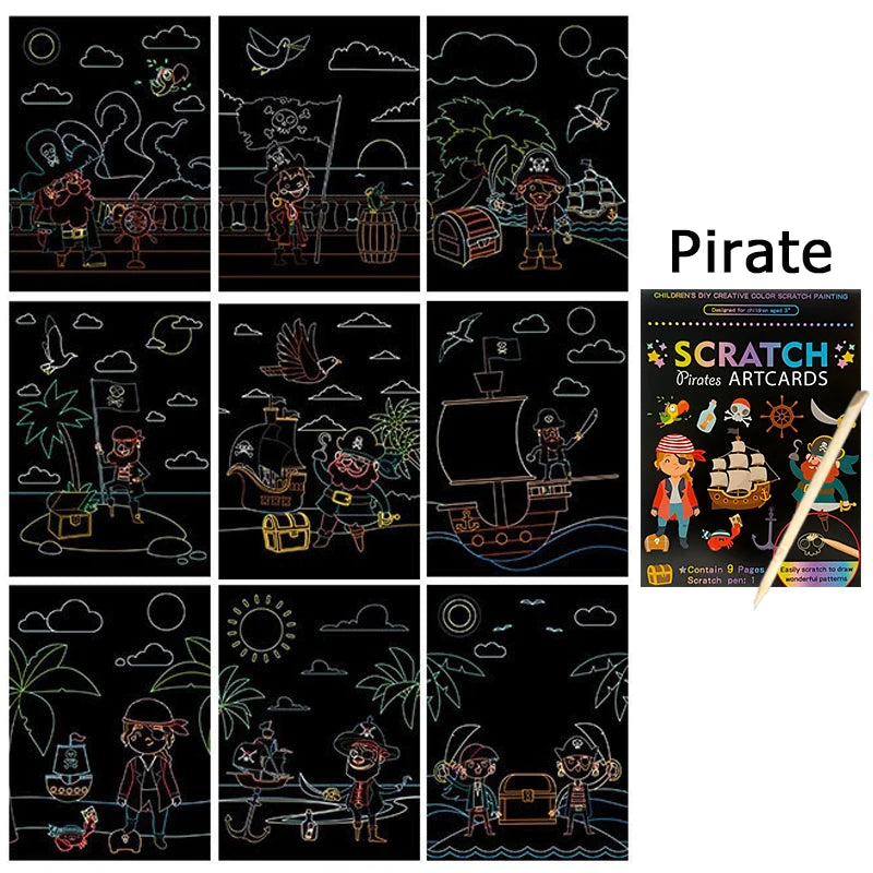 Krastekeningen Ruimte & Dieren – Creatieve Set voor Kinderen (9 stuks)