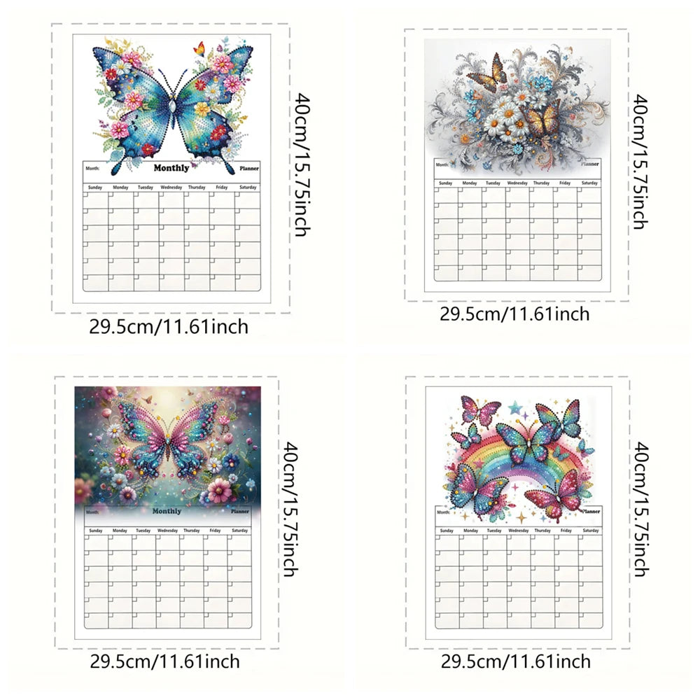 Diamond Painting Kalender Vlinder Magnetische Planner voor Koelkast