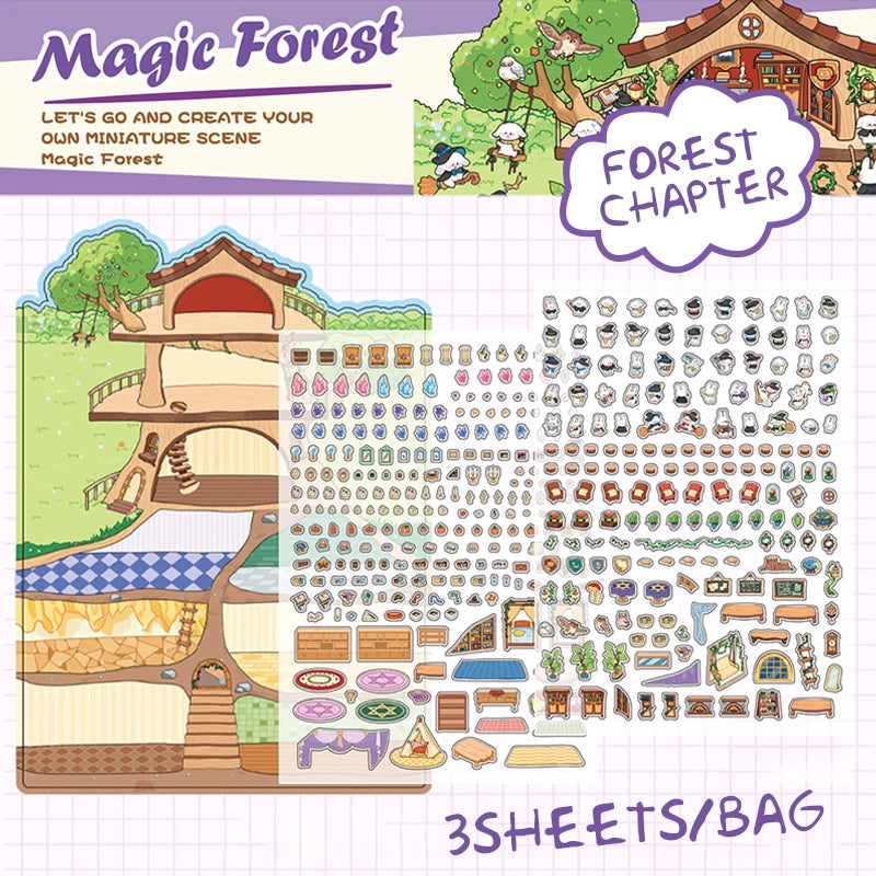 Sticker homestyling set creatieve miniatuur interieurstickers 3 vellen