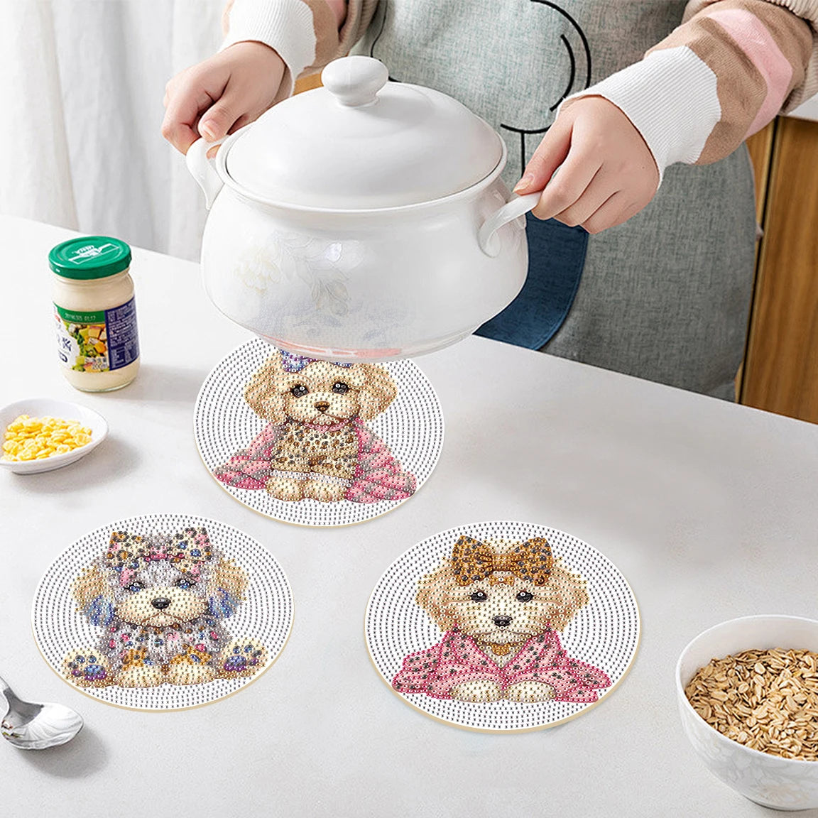 Diamond Painting Placemat met Schattige Puppy – Set van 3 Tafeldecoratie