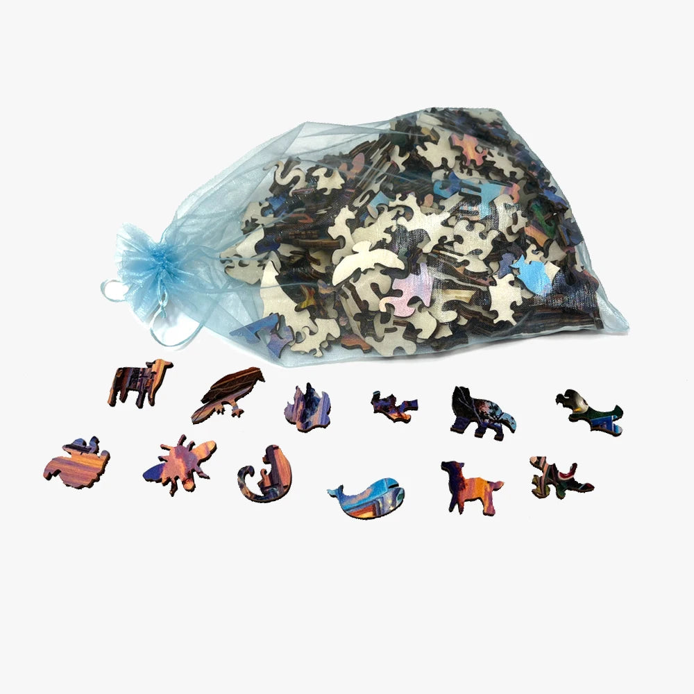 Houten figuren puzzel - Mysterieus dier (hond) - Educatief en interactief spel