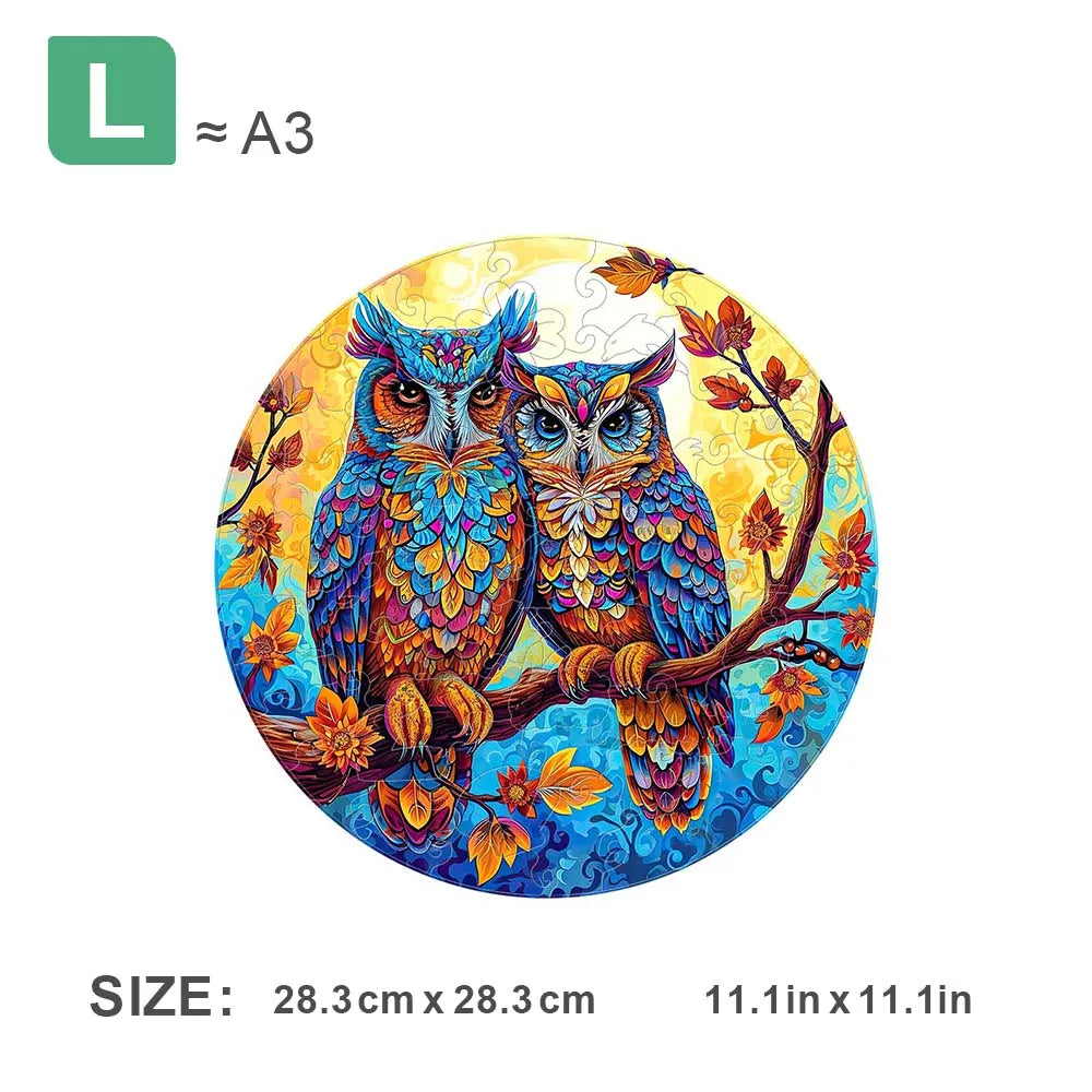 Houten figuren puzzel uil luxe geschenk unieke vorm uitdaging familieplezier