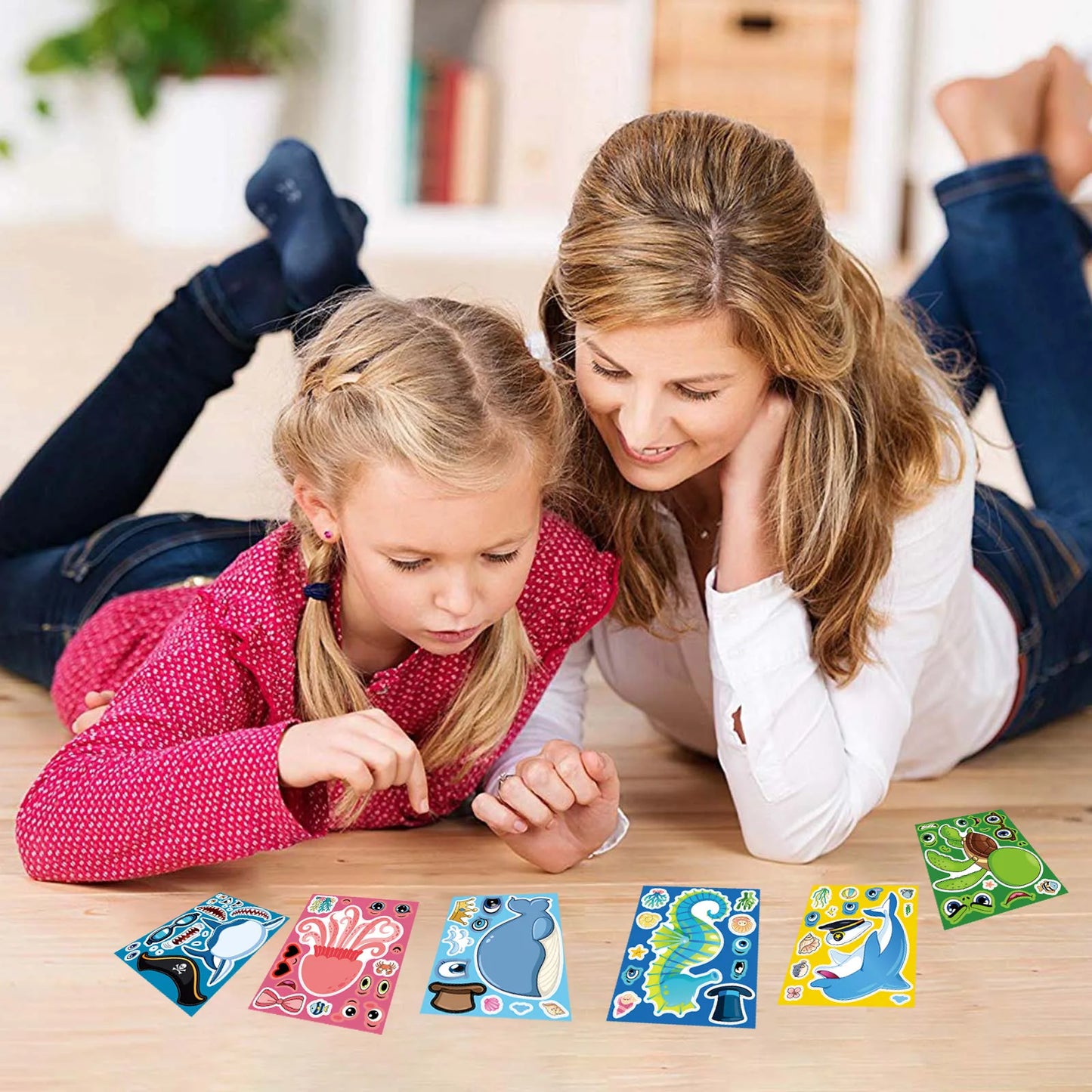 Sticker pret – Zeevriendjes puzzelstickers met grappige gezichten