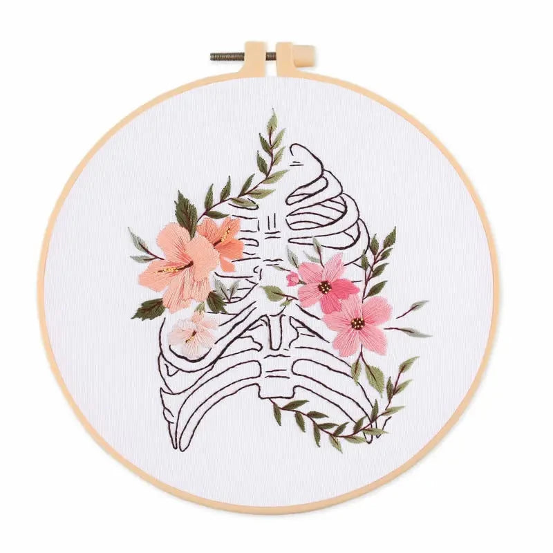 Borduurpakket Rond – Compleet DIY Set met Schedelpatroon en Borduurstoffen