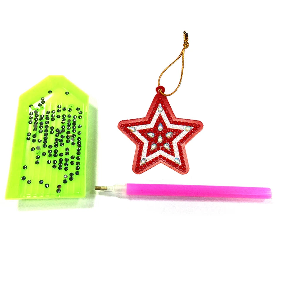 Diamond Painting Kersthangers – Set van 8/10 Pinguïns Sleutelhangers met Strass – DIY Kerstdecoratie