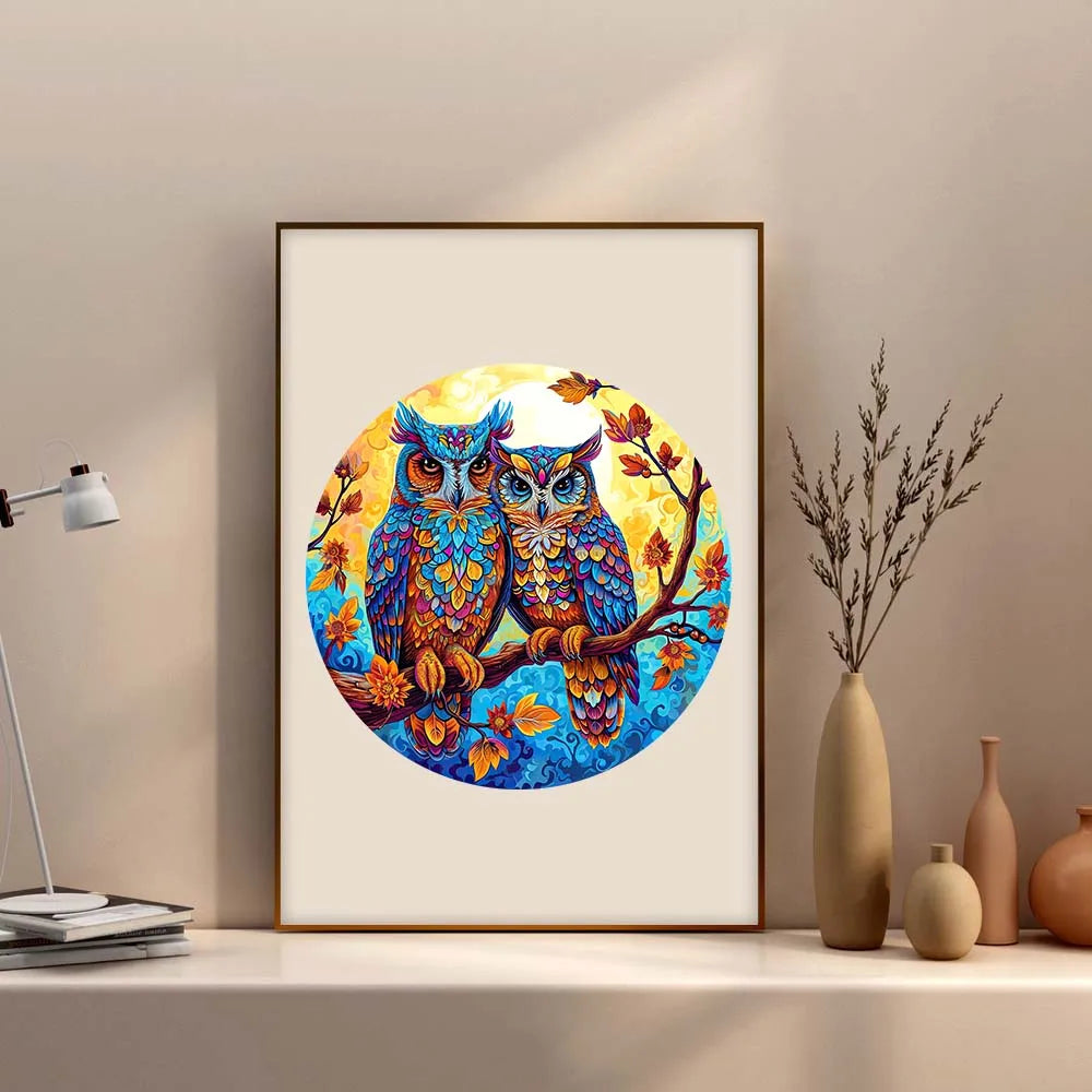 Houten figuren puzzel uil luxe geschenk unieke vorm uitdaging familieplezier