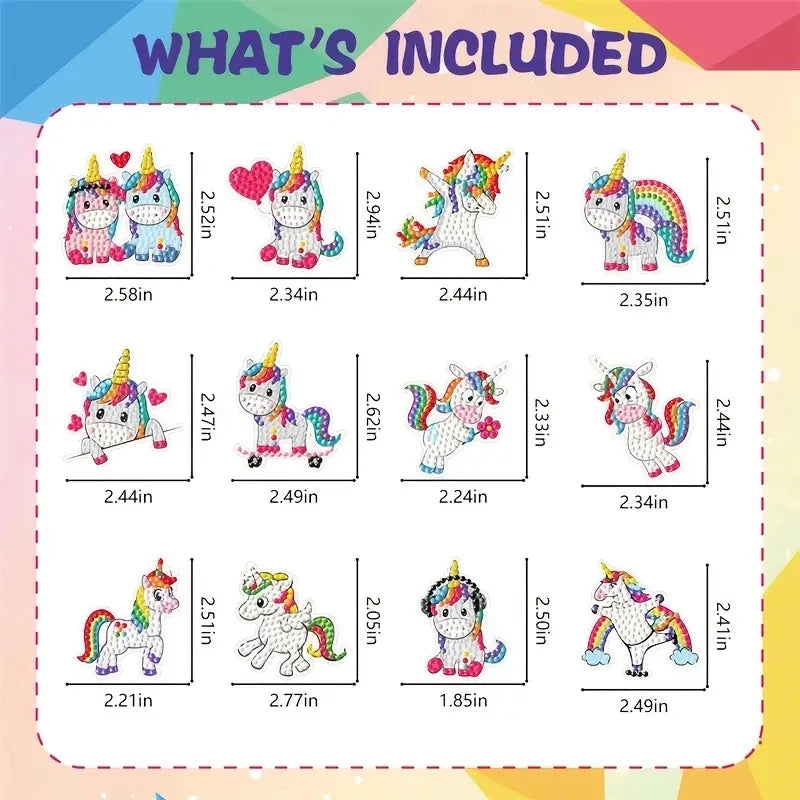 Diamond Painting Sticker set - Schattige Cartoon eenhoorns