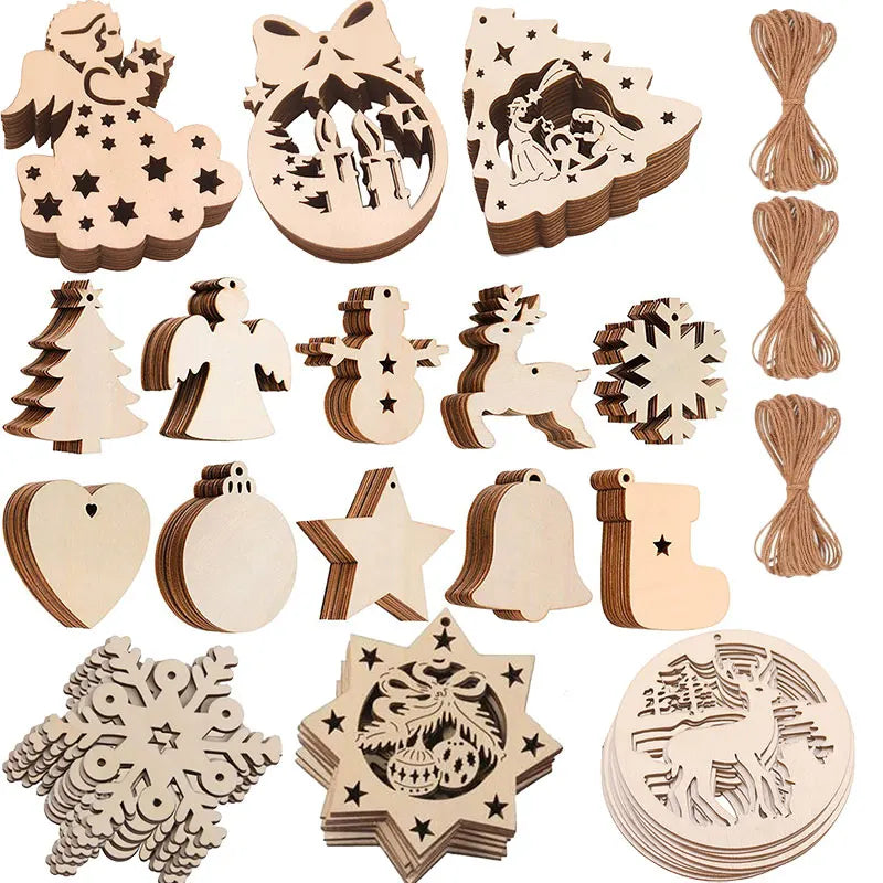 Houten figuur om zelf te kleuren/schilderen – Kerstversiering 10 stuks