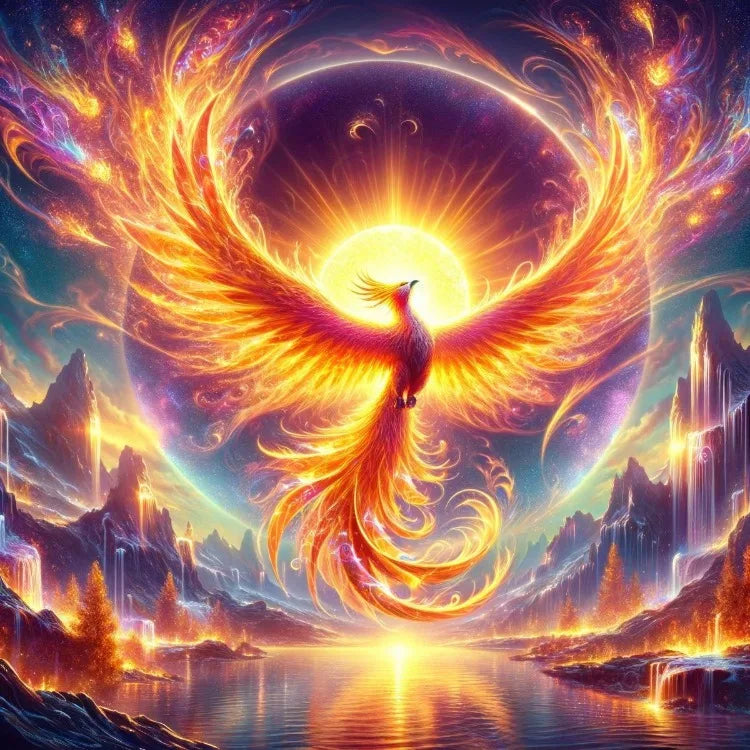 AB Diamond Painting op canvas Fantasy Dieren – Kleurrijke Phoenix, Draak en Leeuw