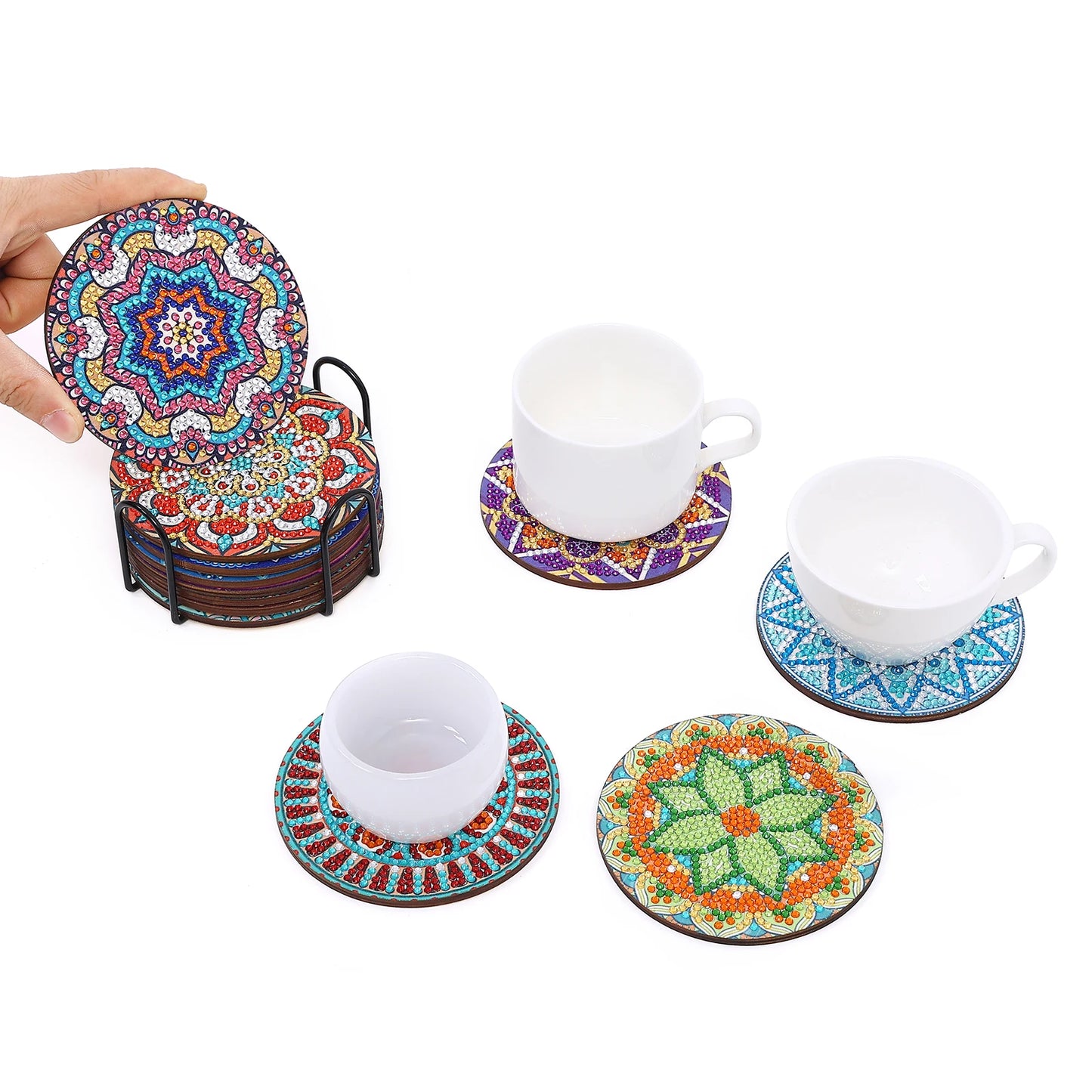 Diamond Painting Onderzetters Mandala - Set van 12 met Houder