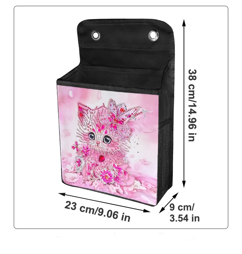 Diamond Painting Opbergzak met Vlinder en Katten – Hangbare Canvas Tas met Steentjes