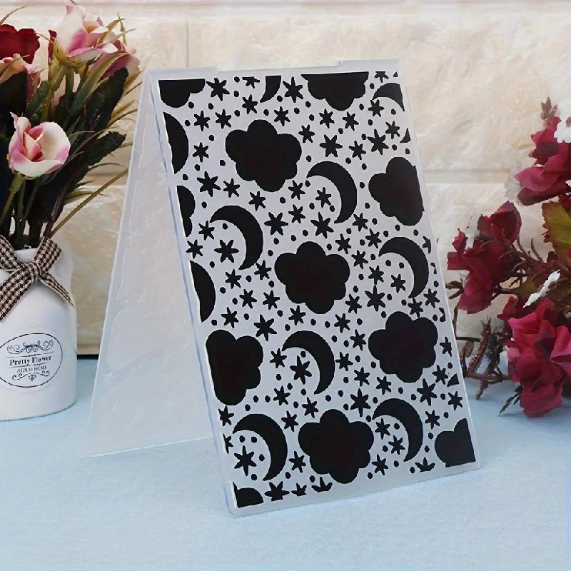 Embossing folder maan wolk en ster – 3D reliëf voor kaarten en scrapbooking
