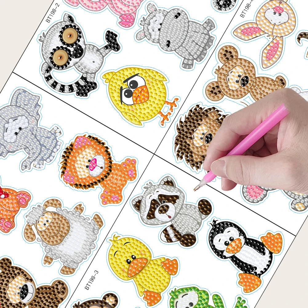 Diamond Painting Sticker set - 24-delige dierenstickers knutselset