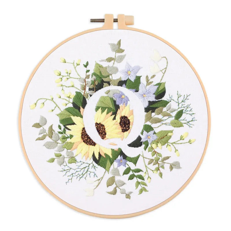 Borduurpakket Rond – Eekhoorn & Bloemen – Compleet Starterset