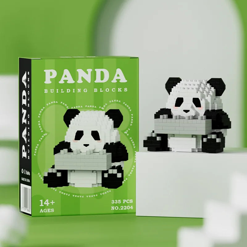 Bouwpakket Panda met Bloemen – Schattige Mini Blokken voor Jong & Oud