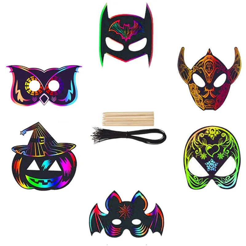 Krastekening Halloween Masker Set 6 Stuks Creatief Knutsel Pakket
