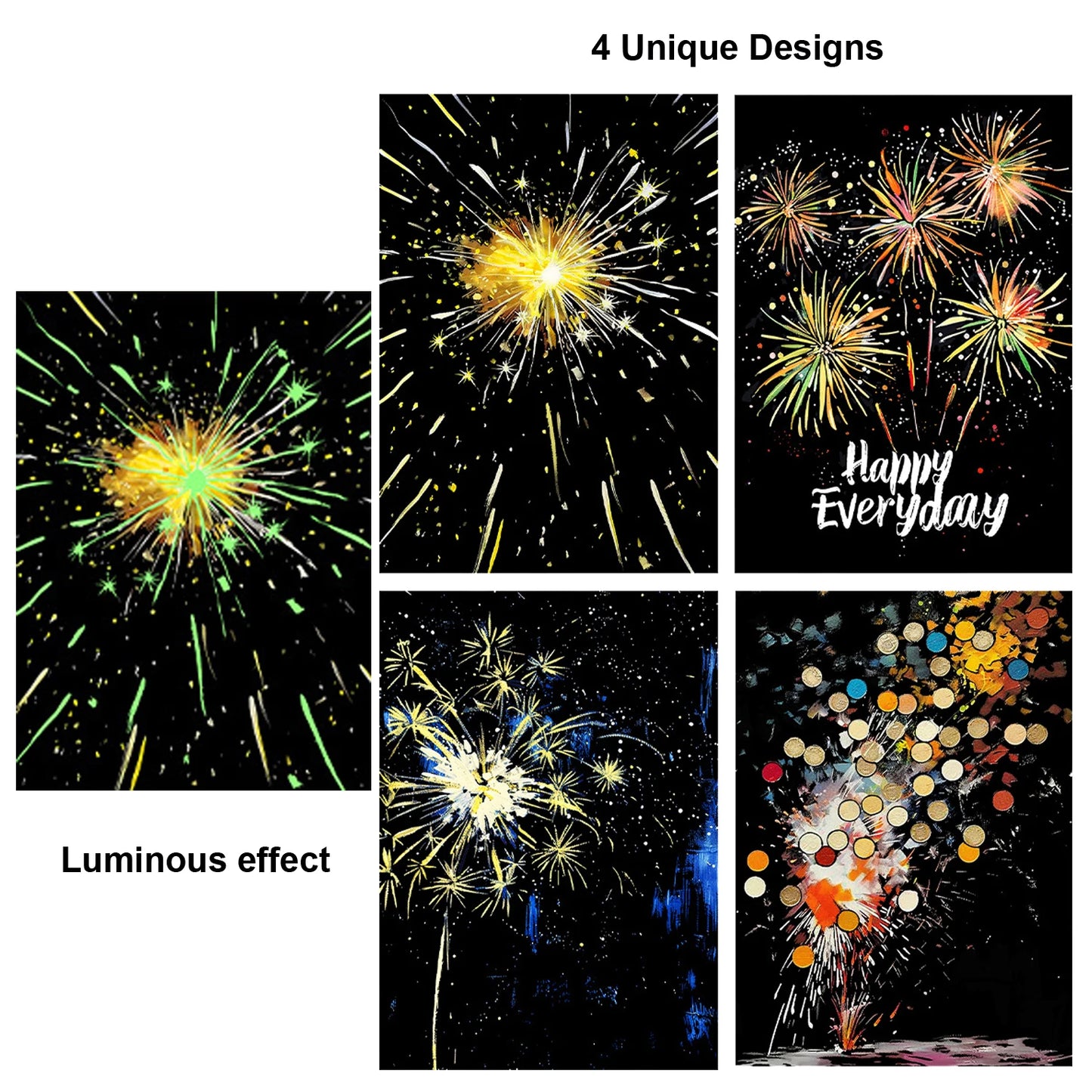 Krastekening set 4 stuks met lichtgevend effect voor volwassenen