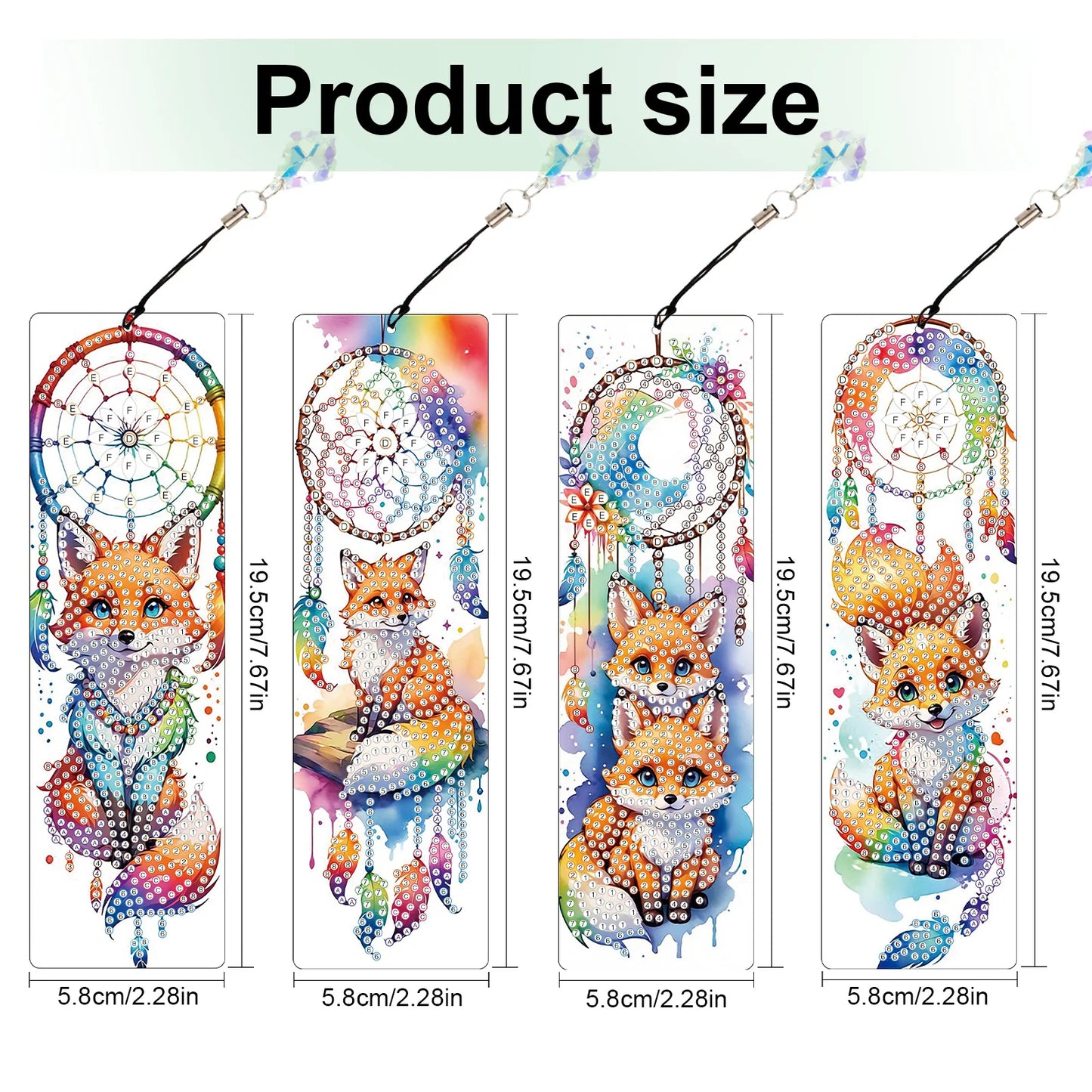 Diamond Painting Boekenlegger Panda en Vos Set van 8 Stuks