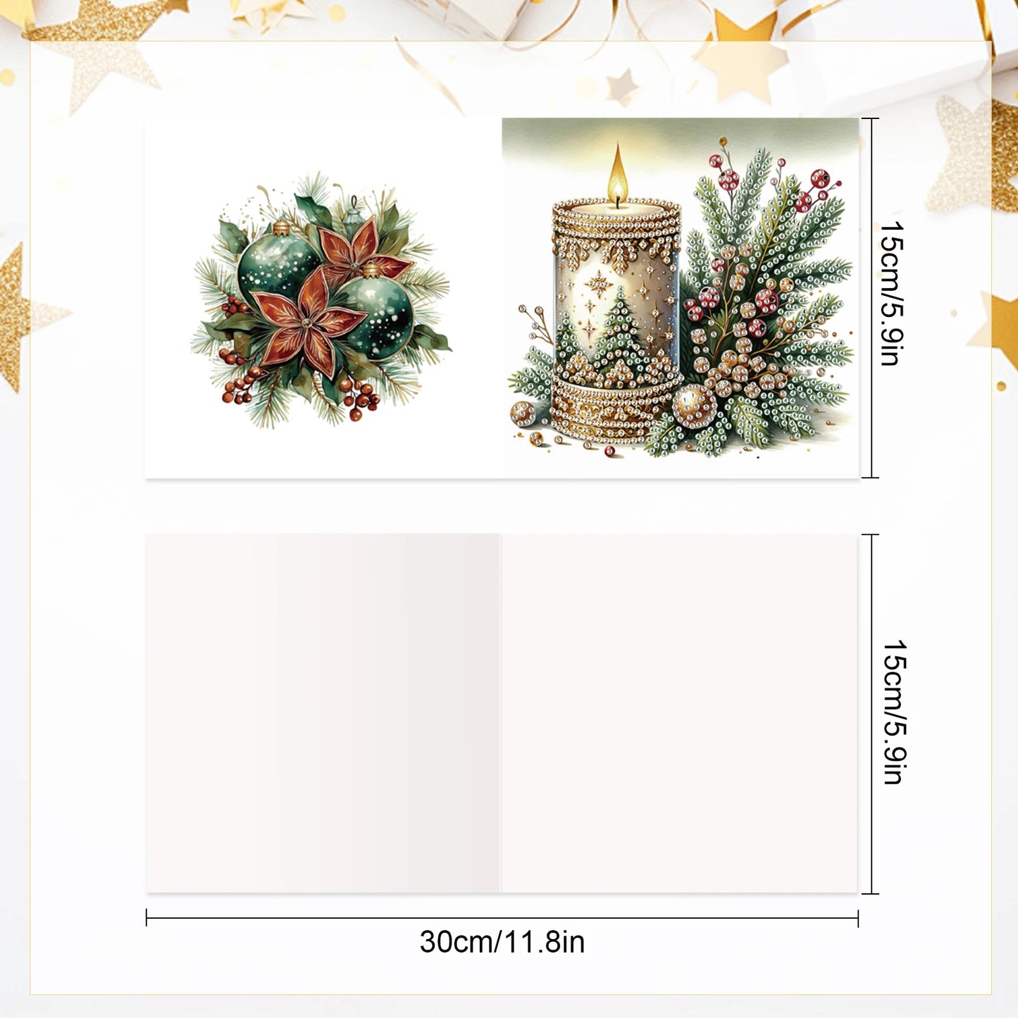 Diamond Painting Kerstkaarten set – 6 luxe kerstkaarten met enveloppen