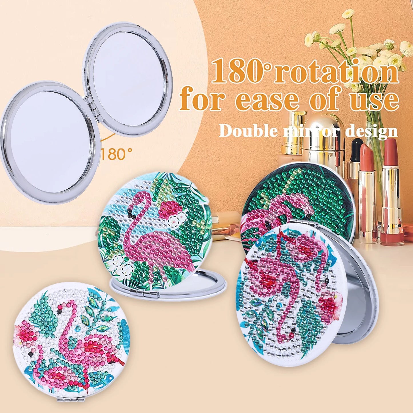 Diamond Painting Make-up Spiegel - Flamingo