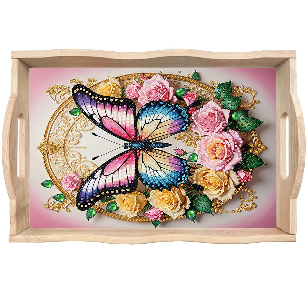 Diamond Painting Dienblad Hout - Kleurrijk Serveerblad voor Eten en Decoratie