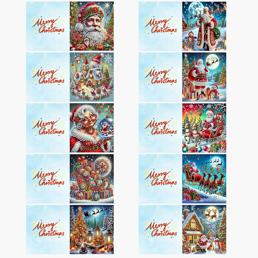Diamond Painting Kerstkaarten 10 stuks voor Feestdagen en Speciale Gelegenheden