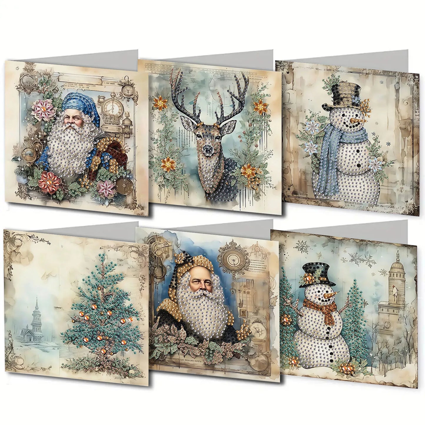 Diamond Painting Kerstkaarten set 6 stuks voor kerst en nieuwjaar