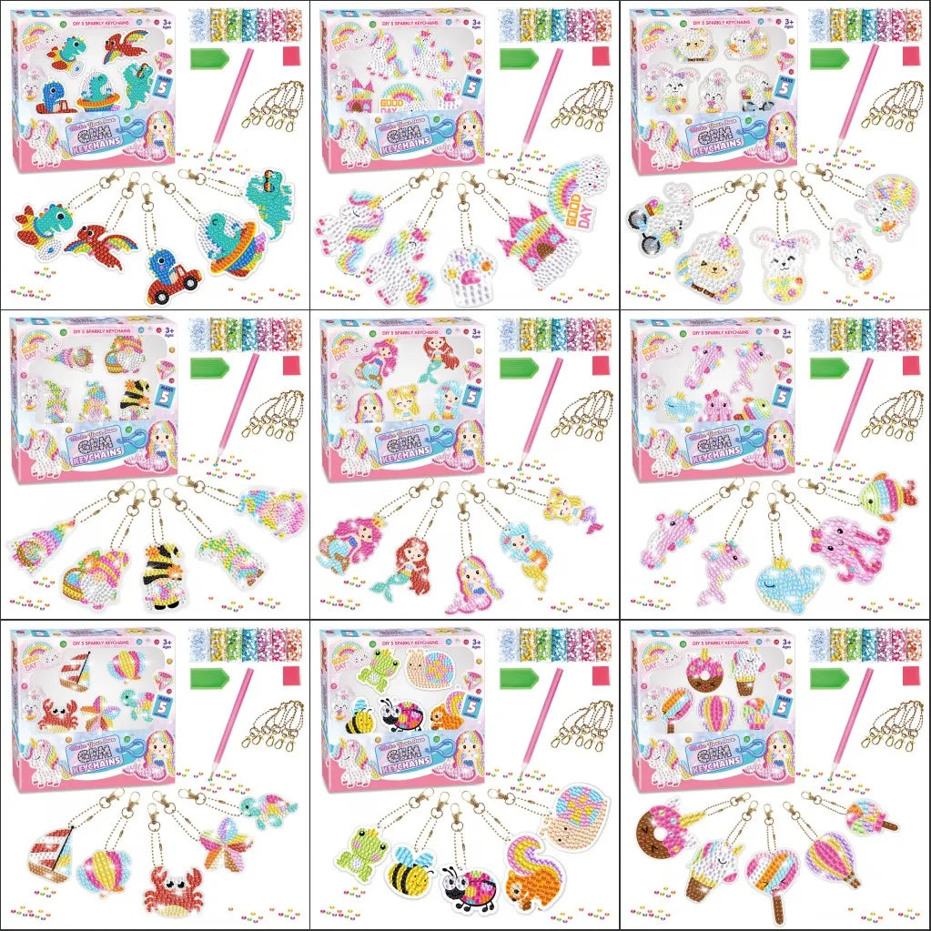 Diamond Painting Sleutelhanger set - Zeemeermin en Eenhoorn - voor kinderen