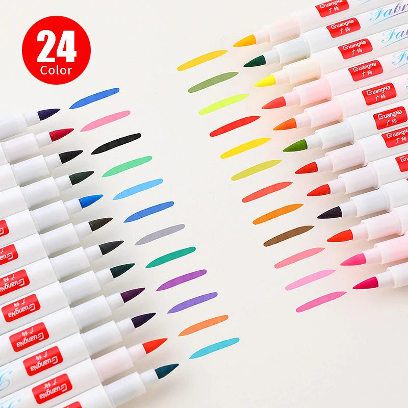 Stiften set voor textiel – 12 of 24 kleuren permanente textielmarkers