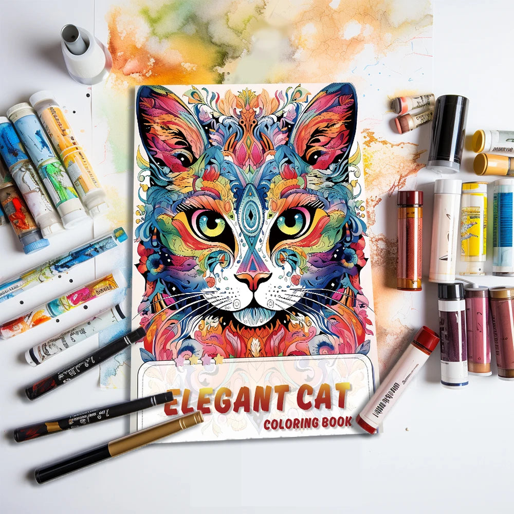 Kleurboek voor volwassenen – Kattenpret op A4-formaat met 25 patronen